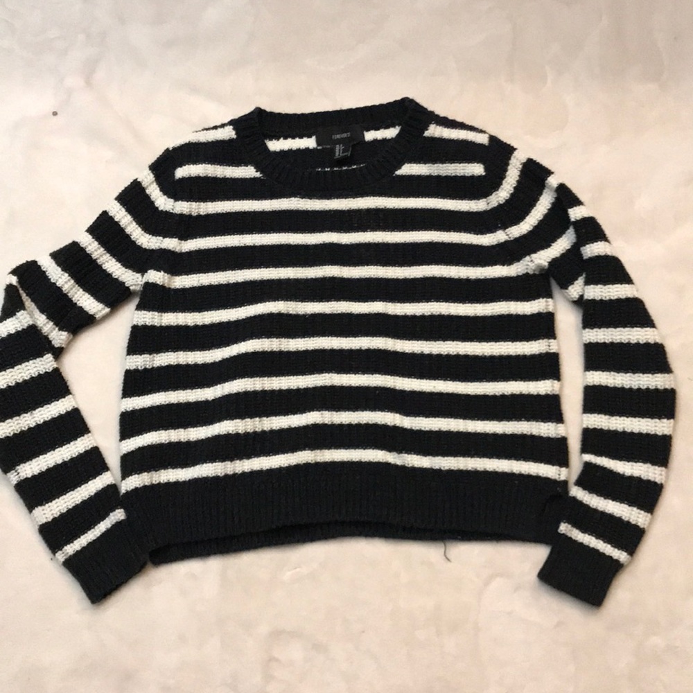 Cropped Forever 21 Striped Knit Sweater